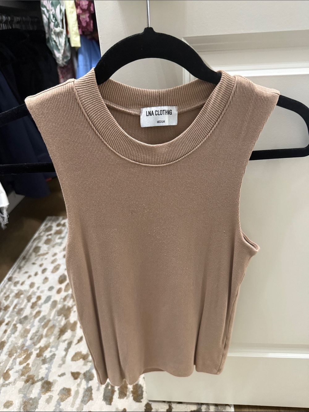 LNA Women's Sleeveless Ribbed Tank Top in Taupe